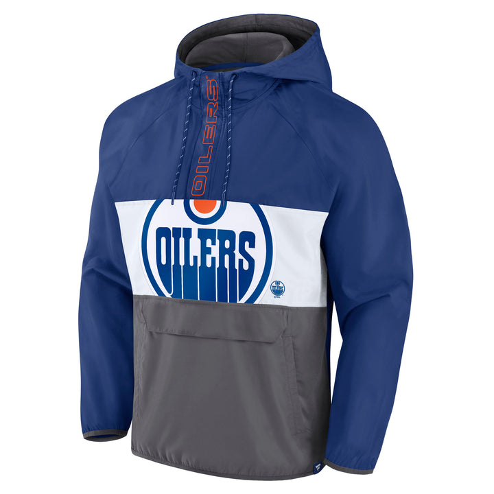Edmonton Oilers Fanatics Blue & Grey Flagrant Half-Zip Anorak Jacket