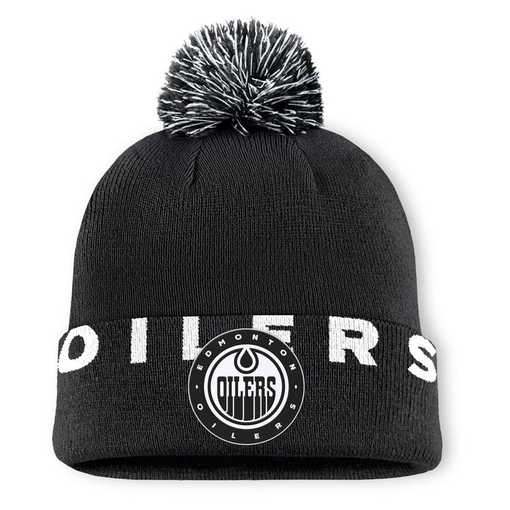 Edmonton Oilers Fanatics Fundamental High Stick Black Cuffed Toque w/ Pom