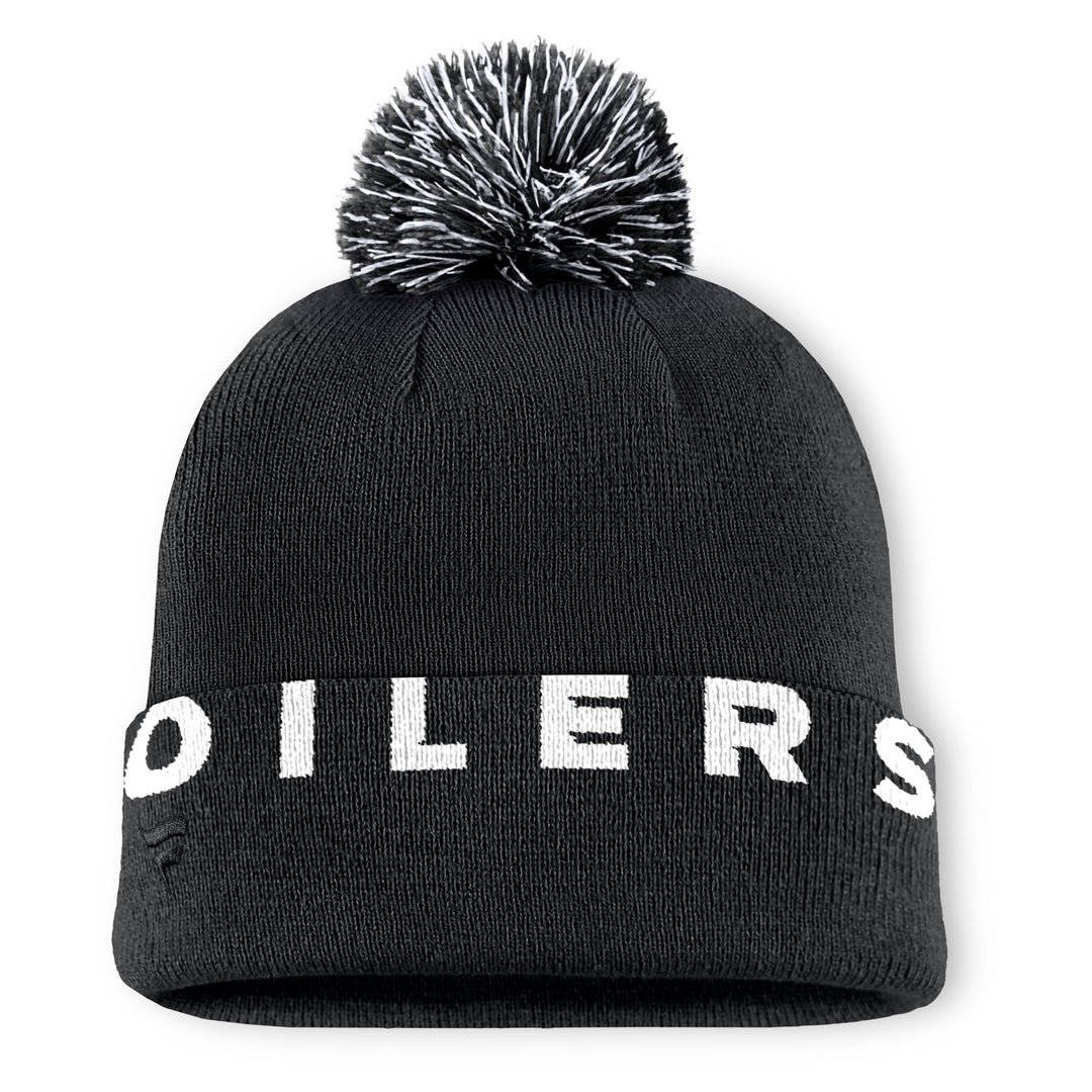 Edmonton Oilers Fanatics Fundamental High Stick Black Cuffed Toque w/ Pom