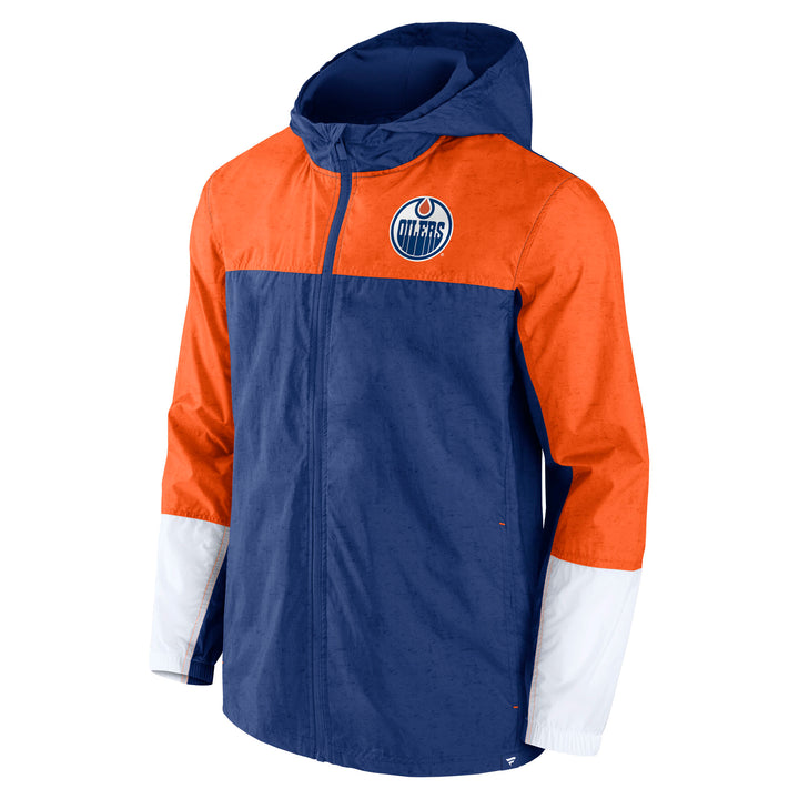 Edmonton Oilers Fanatics Blue & Orange Wrist Shot Full-Zip Jacket