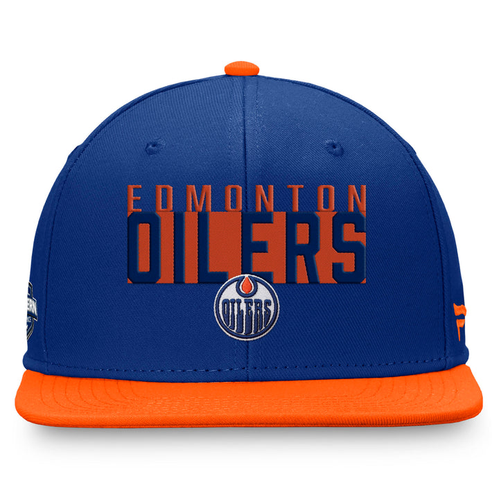 Edmonton Oilers Fanatics Fundamental Structured Adjustable Blue & Orange Flat Brim Snapback Hat