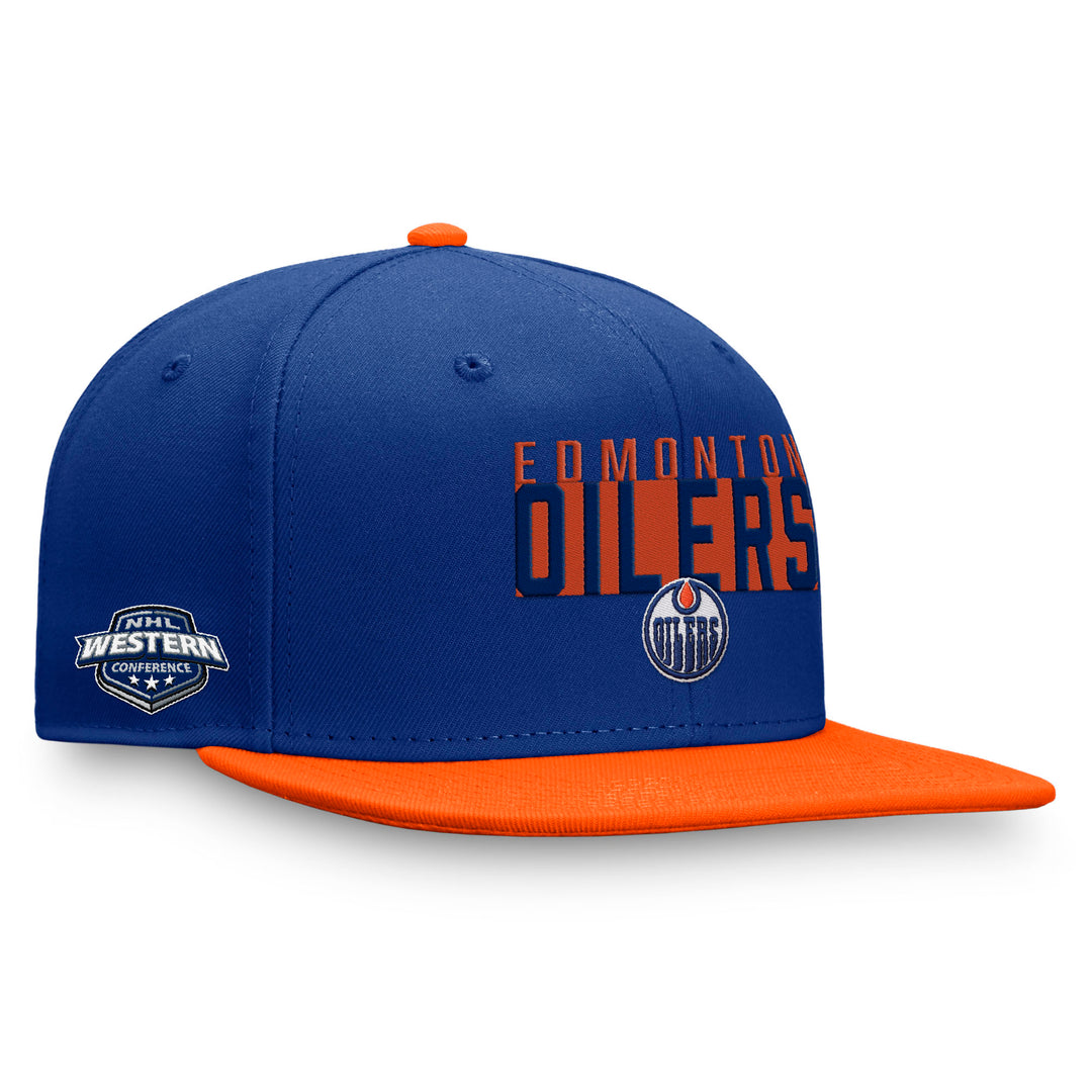 Edmonton Oilers Fanatics Fundamental Structured Adjustable Blue & Orange Flat Brim Snapback Hat