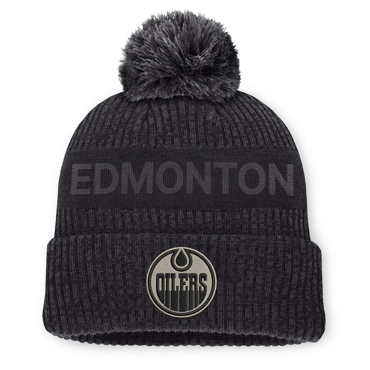 Edmonton Oilers Fanatics Grey 2026-27 Authentic Pro Road Cuffed Toque w/Pom
