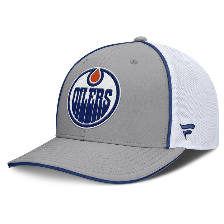 Edmonton Oilers Fanatics Grey Rapid Mid Crown Mesh Snapback Hat