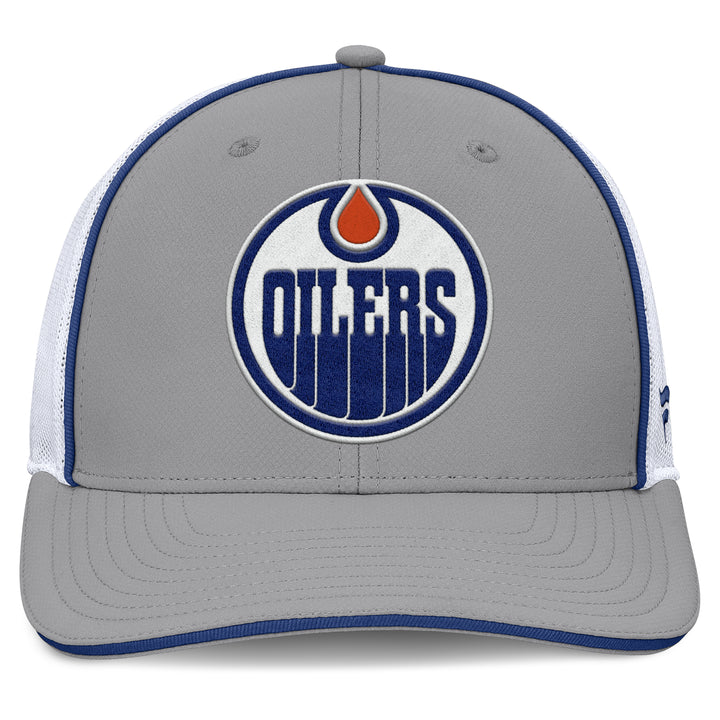 Edmonton Oilers Fanatics Grey Rapid Mid Crown Mesh Snapback Hat