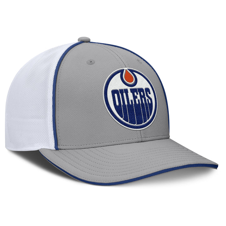 Edmonton Oilers Fanatics Grey Rapid Mid Crown Mesh Snapback Hat