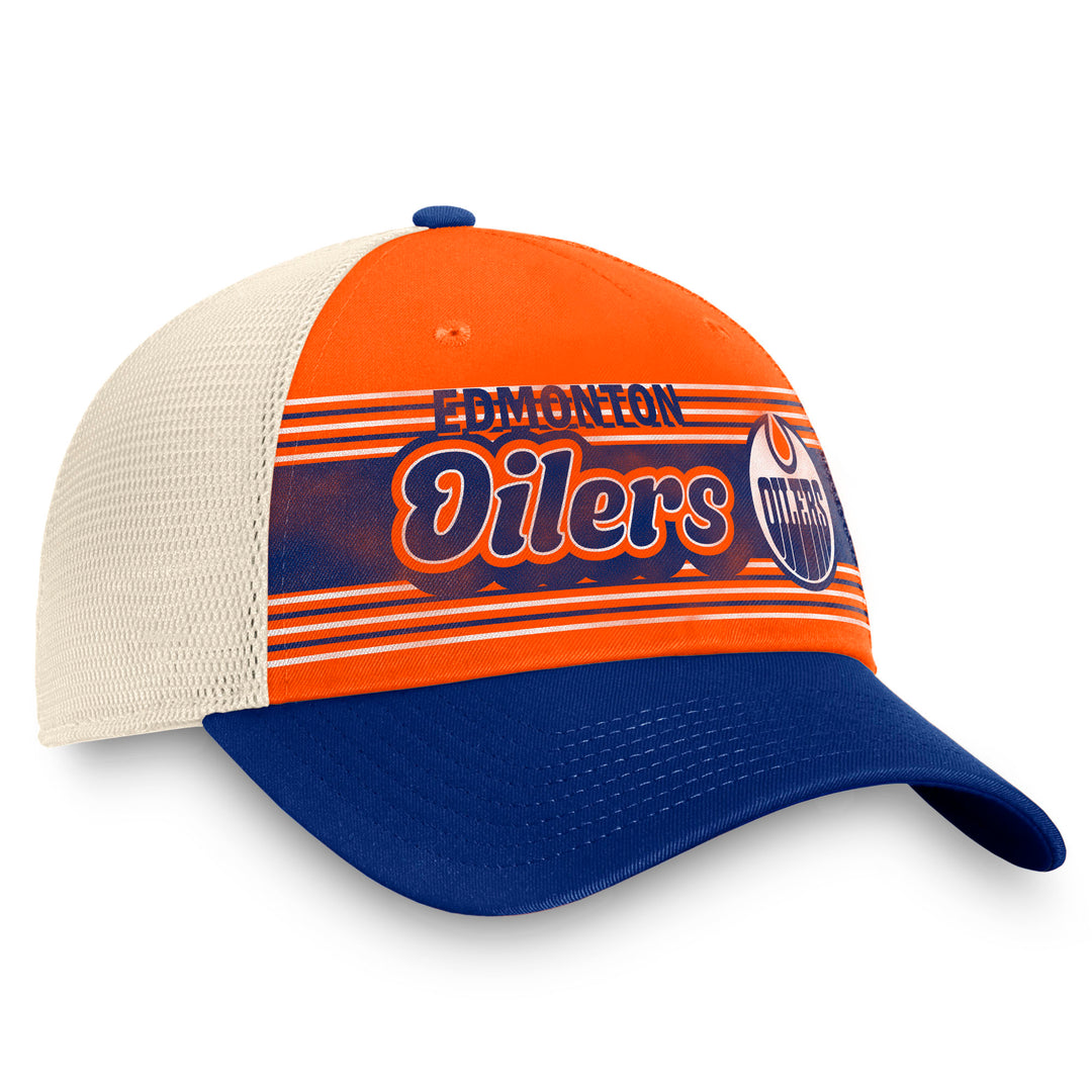 Edmonton Oilers Fanatics Heritage Orange & White 5-Panel Meshback Snapback Hat