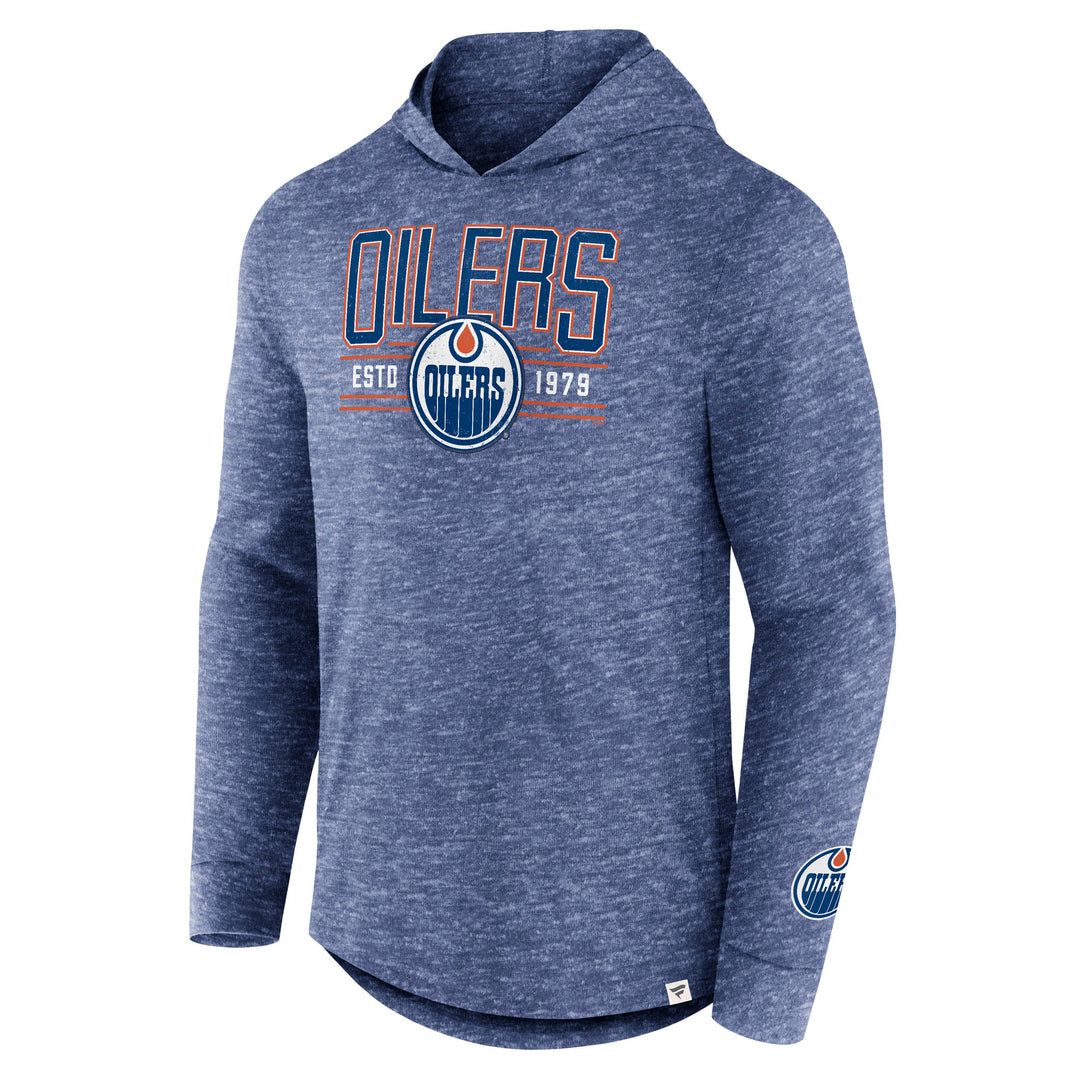 Edmonton Oilers Fanatics Heritage Blue Twisted Slub Long Sleeve Hooded T-Shirt