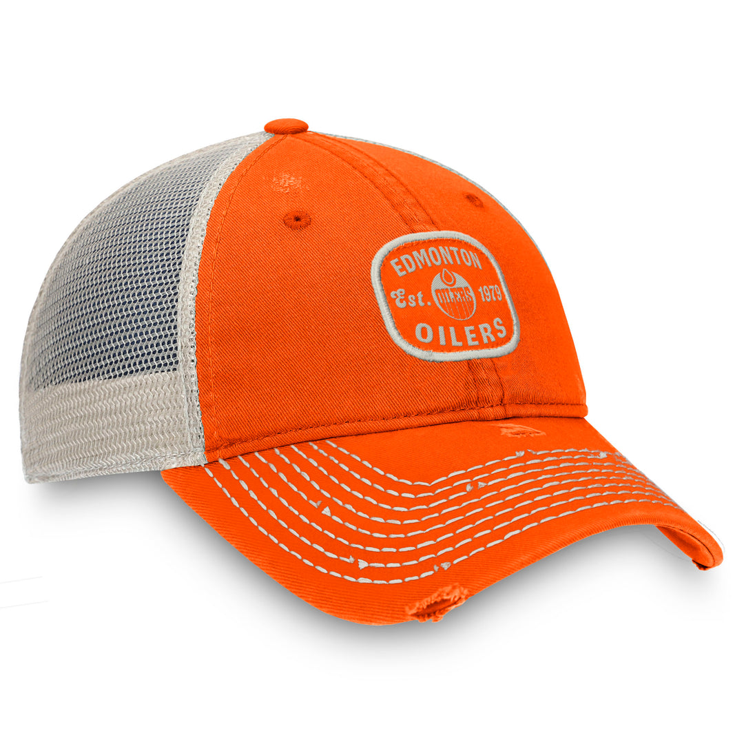 Edmonton Oilers Fanatics Heritage Orange & White Unstructured Meshback Snapback Hat