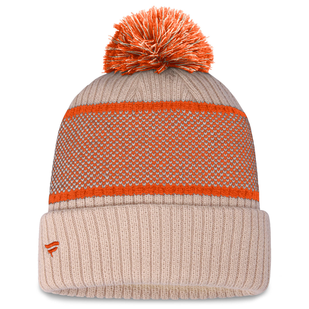 Edmonton Oilers Women's Fanatics Heritage Orange Cuffed Knit Toque w/ Pom