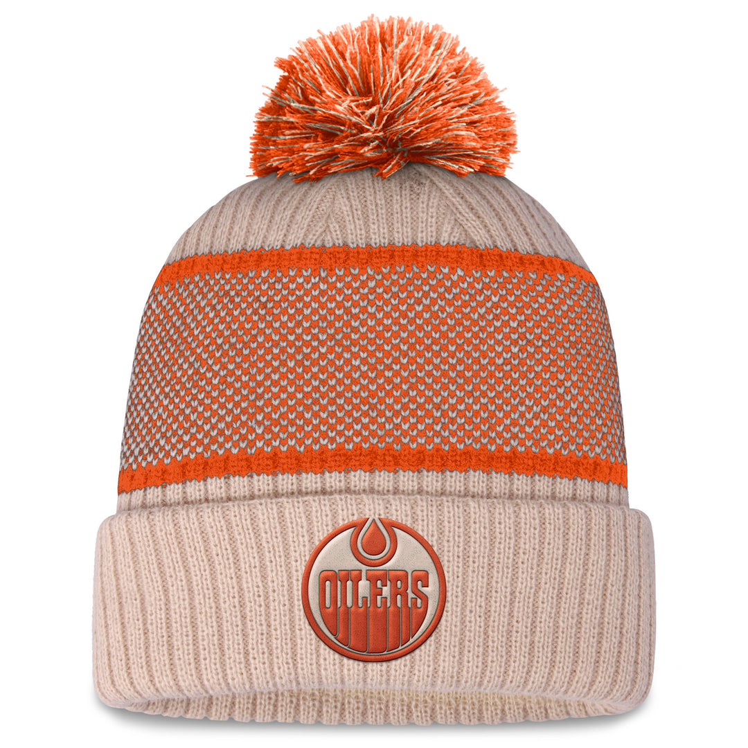 Edmonton Oilers Women's Fanatics Heritage Orange Cuffed Knit Toque w/ Pom