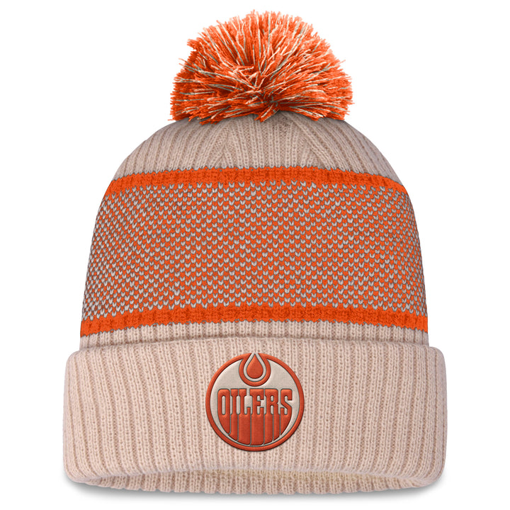 Edmonton Oilers Women's Fanatics Heritage Orange Cuffed Knit Toque w/ Pom