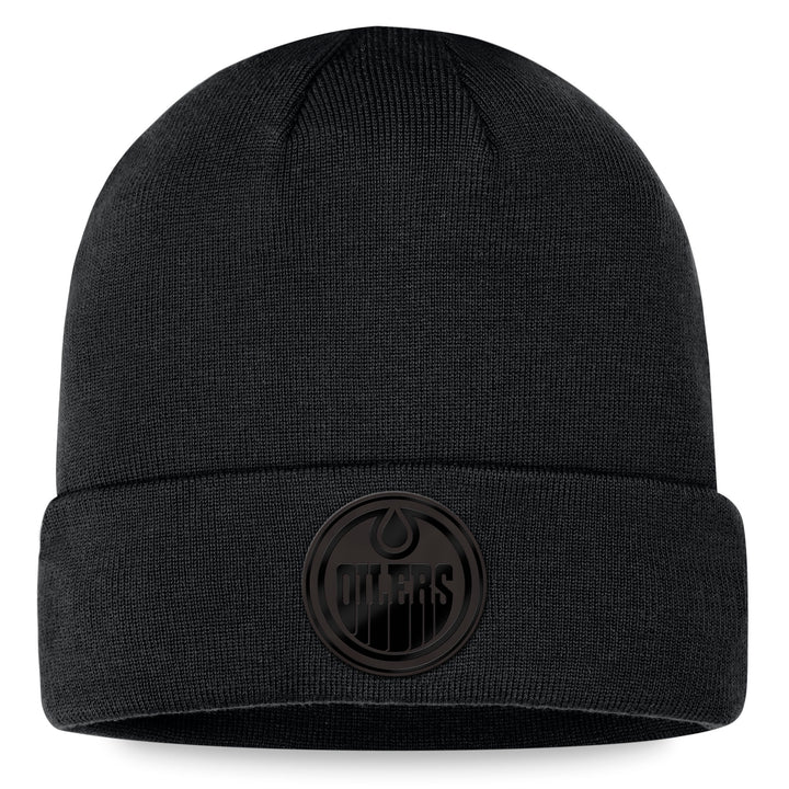 Edmonton Oilers Fanatics Iced Out Black Cuffed Knit Toque