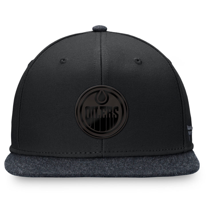 Edmonton Oilers Fanatics Iced Out Black Flat Brim Snapback Hat