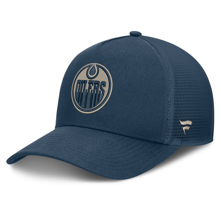 Edmonton Oilers Fanatics Navy 2026-27 Authentic Pro Road Utopia A-Frame Snapback Hat