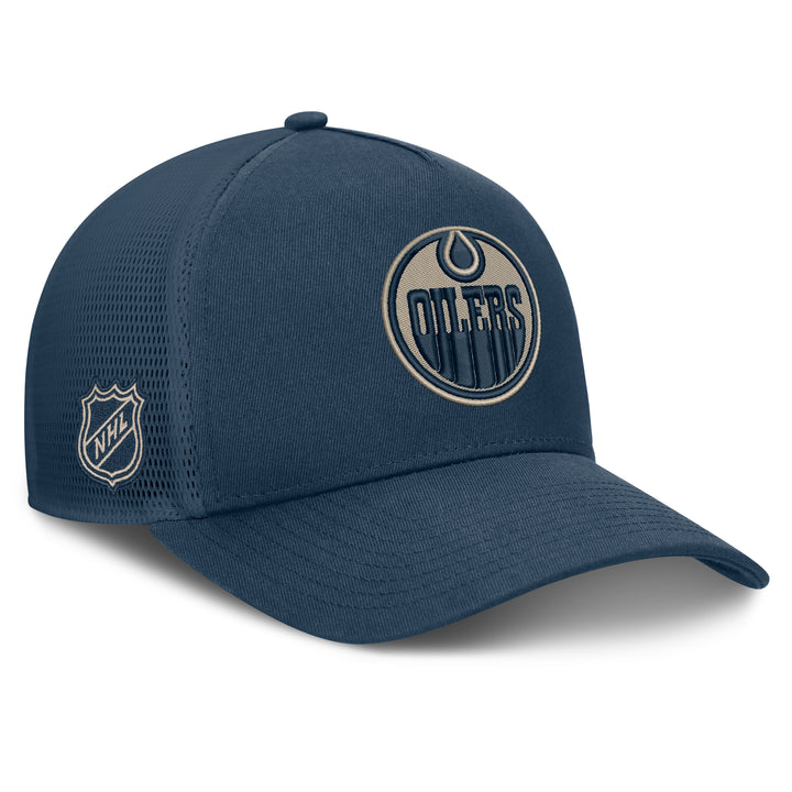 Edmonton Oilers Fanatics Navy 2026-27 Authentic Pro Road Utopia A-Frame Snapback Hat