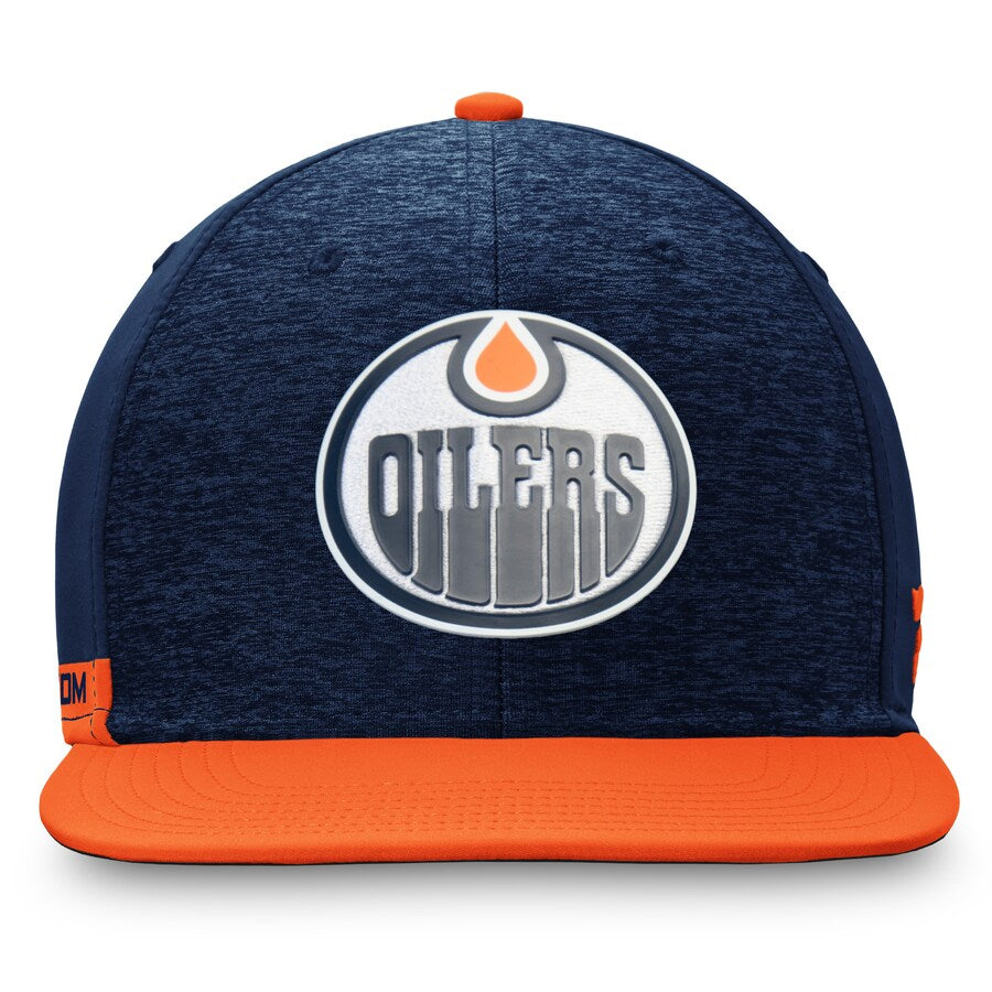 Edmonton Oilers Fanatics Navy & Orange Authentic Pro Logo Flat Brim Snapback Hat