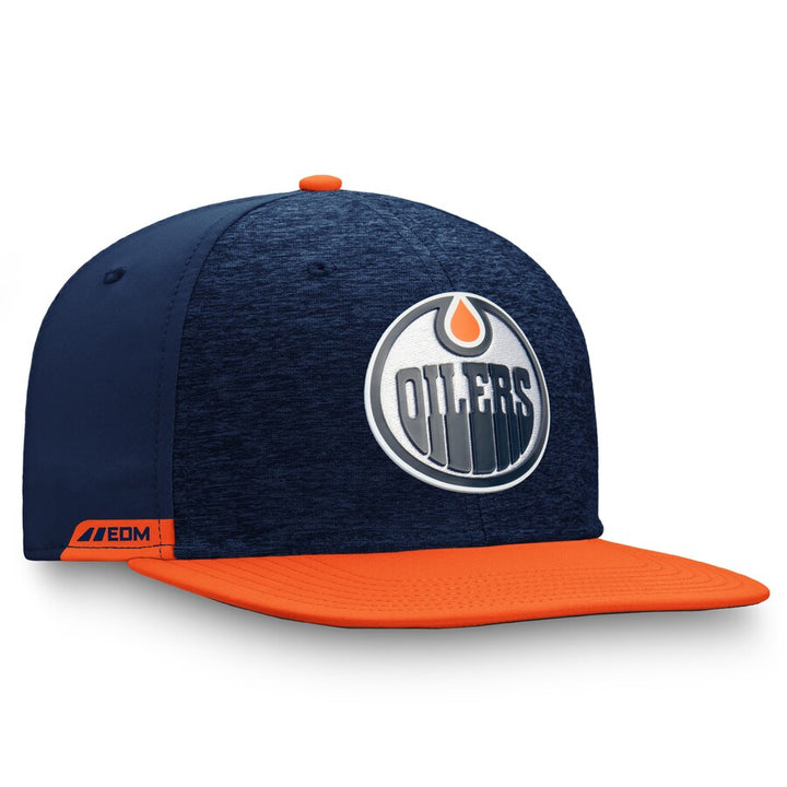 Edmonton Oilers Fanatics Navy & Orange Authentic Pro Logo Flat Brim Snapback Hat