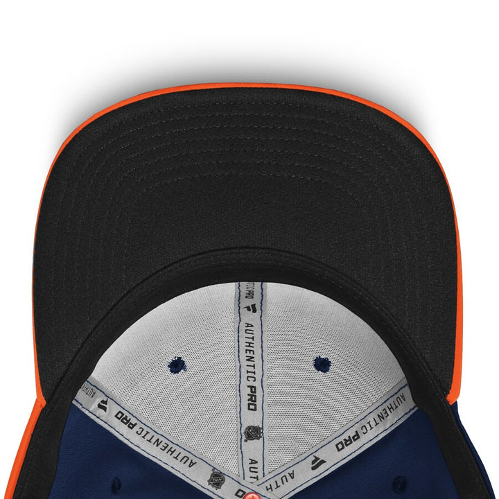 Edmonton Oilers Fanatics Navy & Orange Authentic Pro Logo Flat Brim Snapback Hat