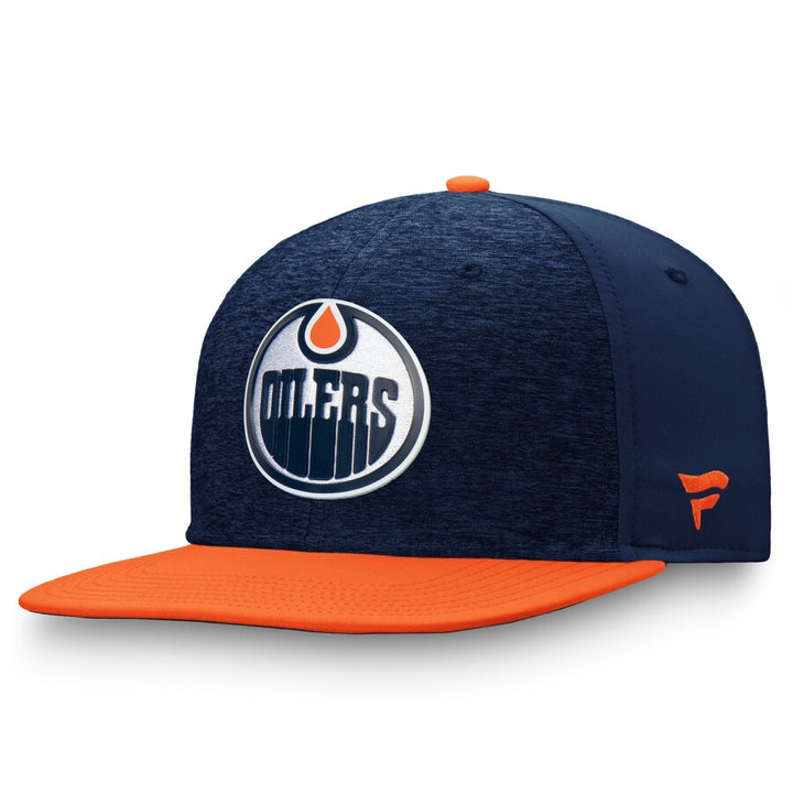 Edmonton Oilers Fanatics Navy & Orange Authentic Pro Logo Flat Brim Snapback Hat