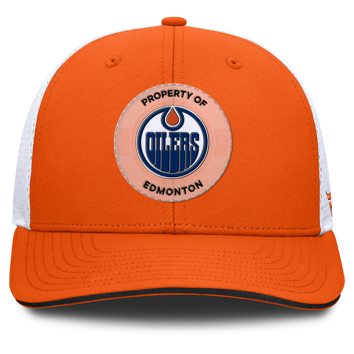 Edmonton Oilers Fanatics Orange 2025-26 Authentic Pro Rink 7.1 Mesh Snapback Hat