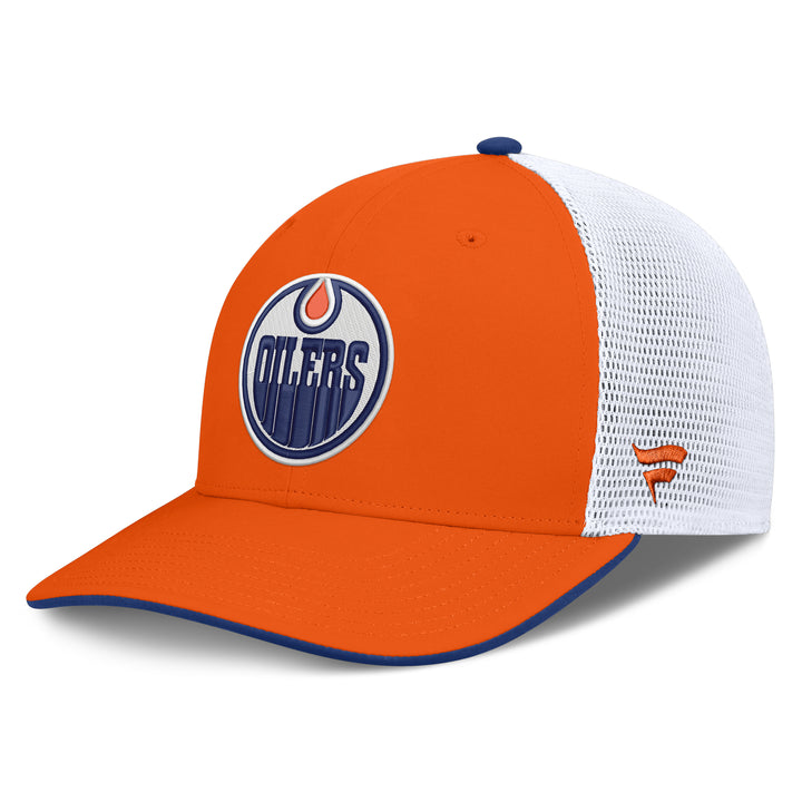 Edmonton Oilers Fanatics Orange 2026-27 Authentic Pro Rink Mid-Crown Mesh Snapback Hat