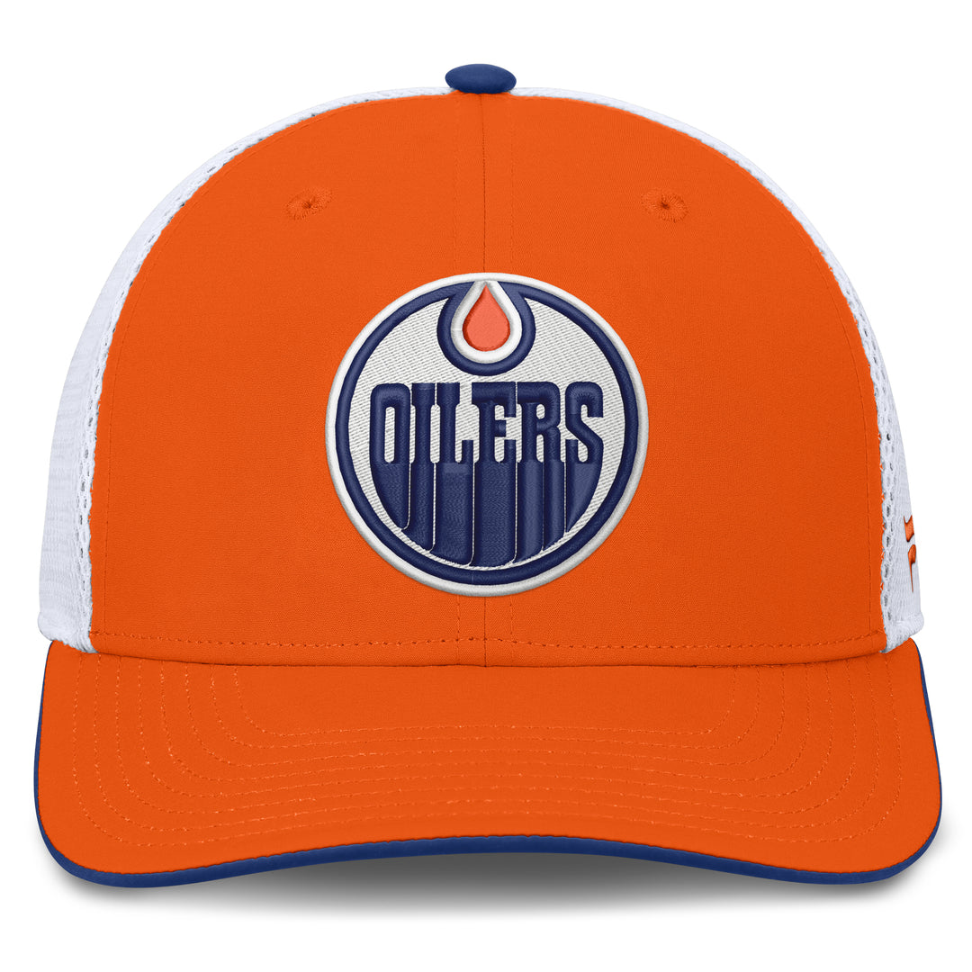 Edmonton Oilers Fanatics Orange 2026-27 Authentic Pro Rink Mid-Crown Mesh Snapback Hat