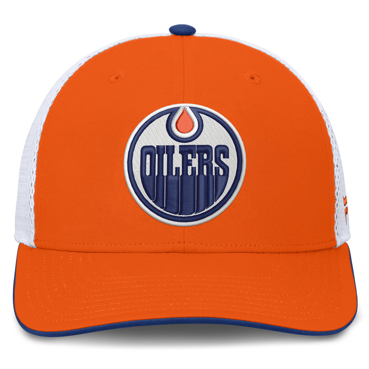 Edmonton Oilers Fanatics Orange 2026-27 Authentic Pro Rink Mid-Crown Mesh Snapback Hat