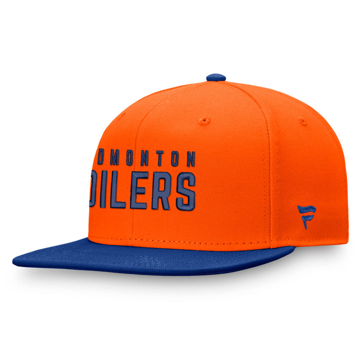 Edmonton Oilers Fanatics Orange Wordmark Flat Brim Snapback Hat