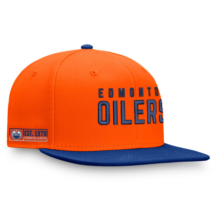 Edmonton Oilers Fanatics Orange Wordmark Flat Brim Snapback Hat