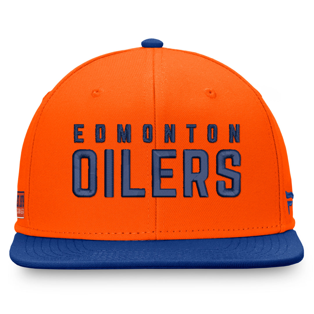 Edmonton Oilers Fanatics Orange Wordmark Flat Brim Snapback Hat
