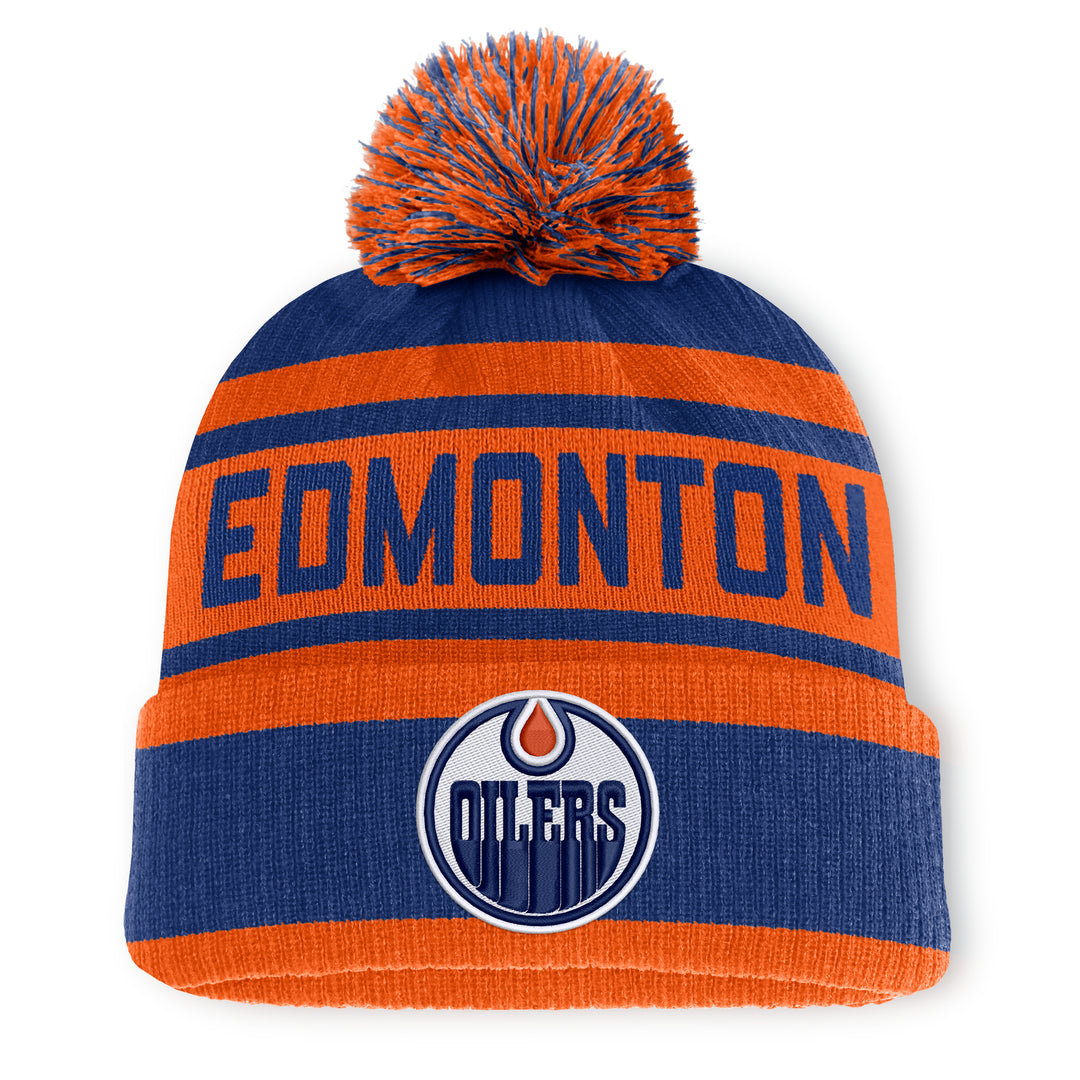 Edmonton Oilers Fanatics Orange & Blue Measured Cuffed Toque w/Pom