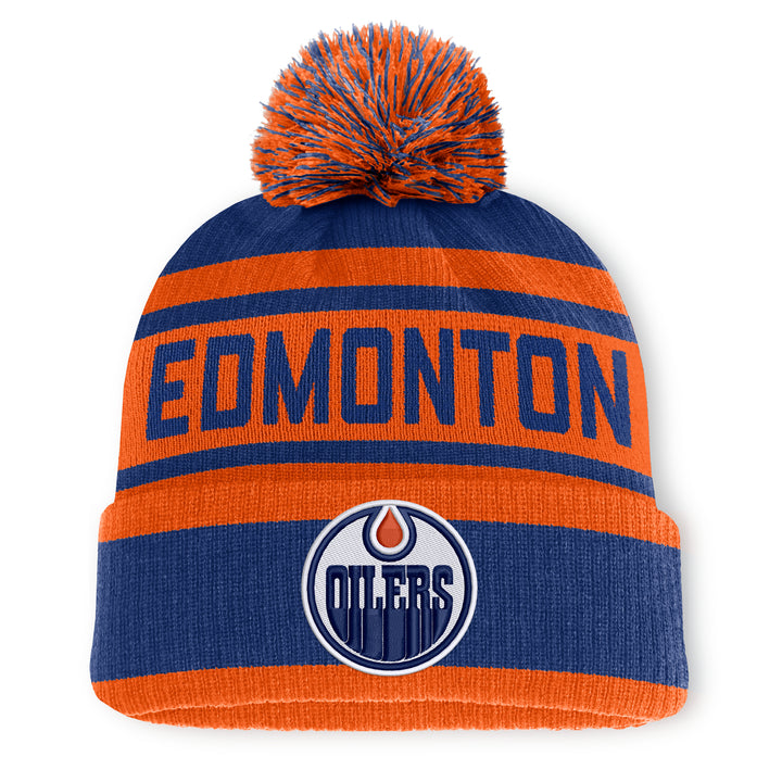 Edmonton Oilers Fanatics Orange & Blue Measured Cuffed Toque w/Pom