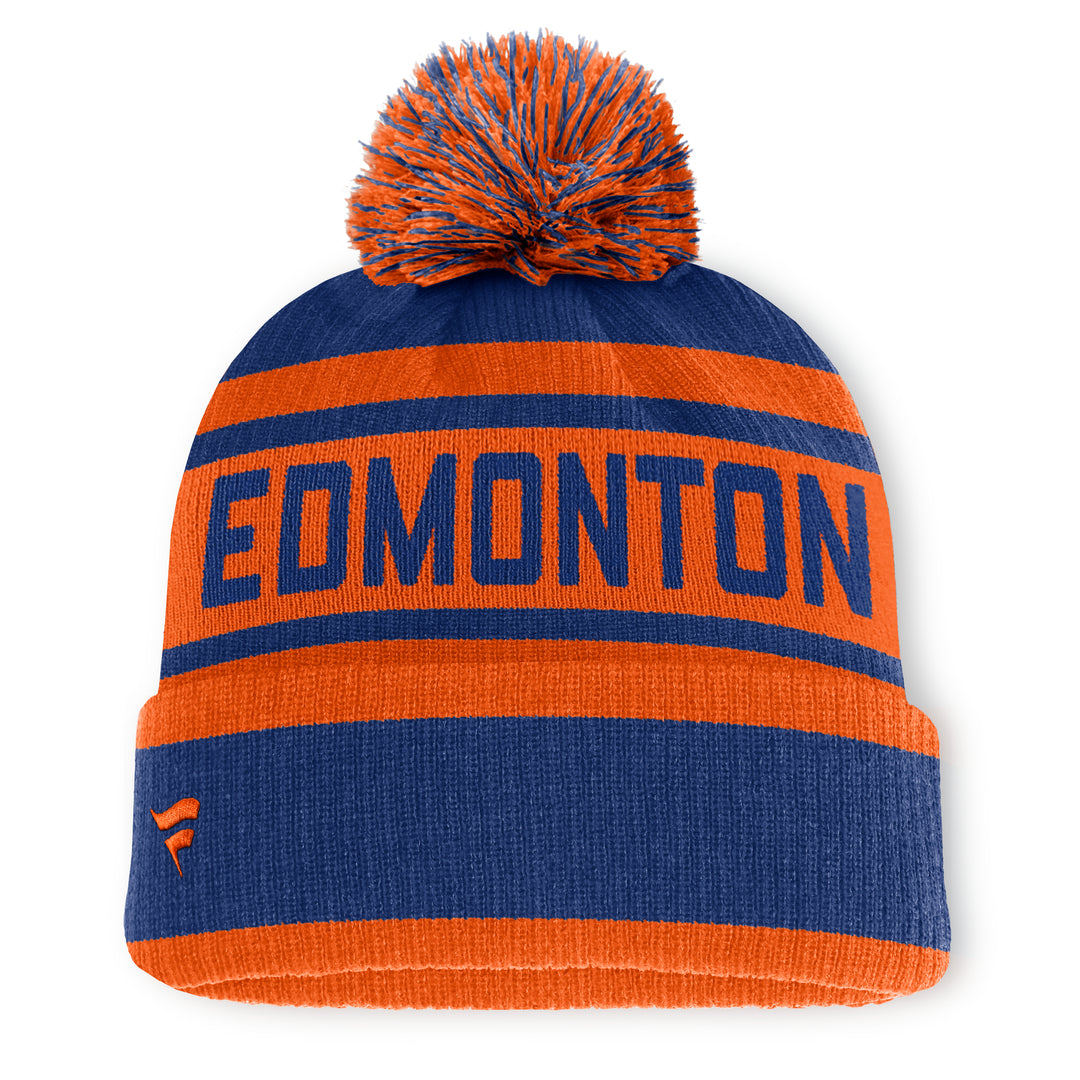 Edmonton Oilers Fanatics Orange & Blue Measured Cuffed Toque w/Pom