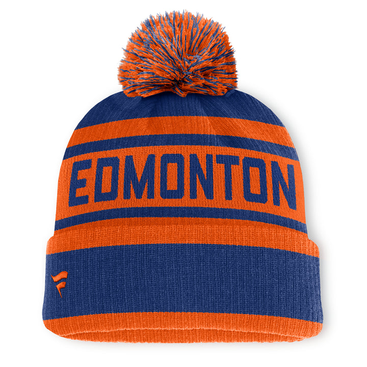 Edmonton Oilers Fanatics Orange & Blue Measured Cuffed Toque w/Pom