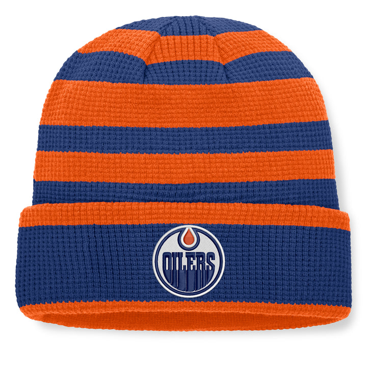 Edmonton Oilers Fanatics Orange & Blue Steady Waffle Cuffed Toque