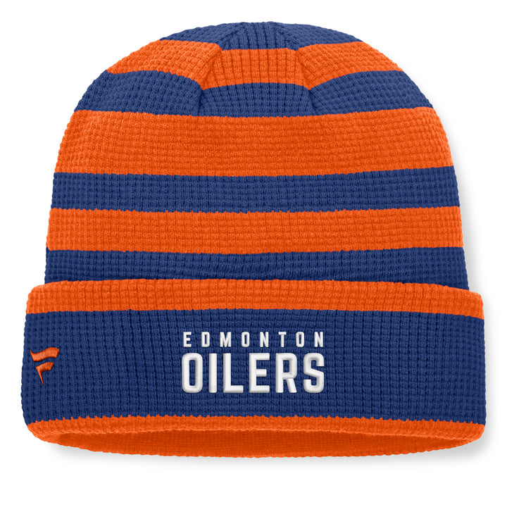 Edmonton Oilers Fanatics Orange & Blue Steady Waffle Cuffed Toque