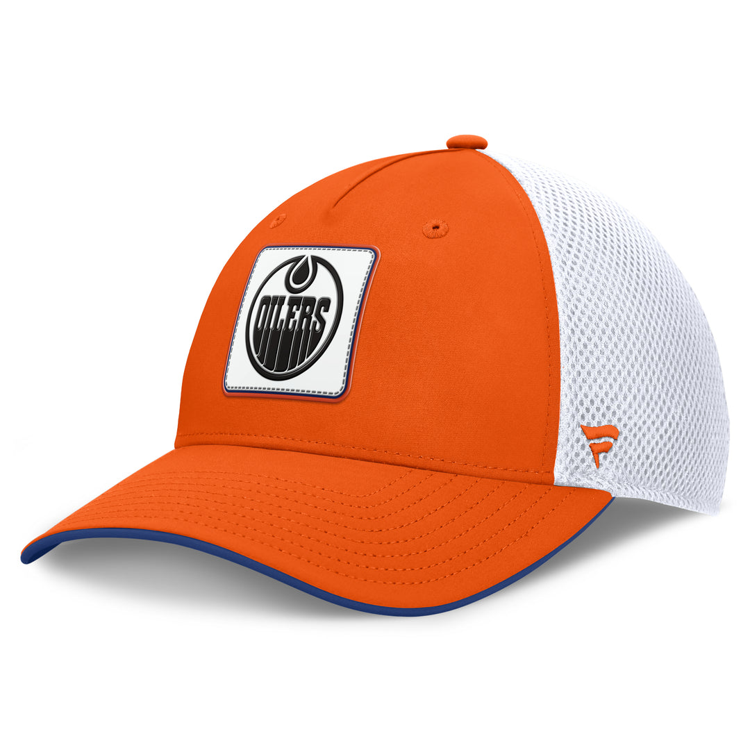 Edmonton Oilers Fanatics Orange & White Smatter Mesh Flex Hat