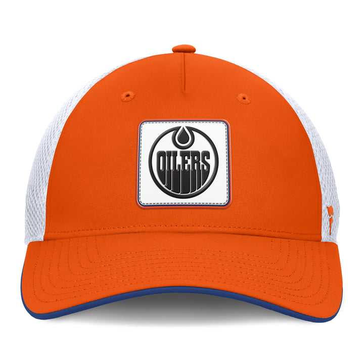 Edmonton Oilers Fanatics Orange & White Smatter Mesh Flex Hat