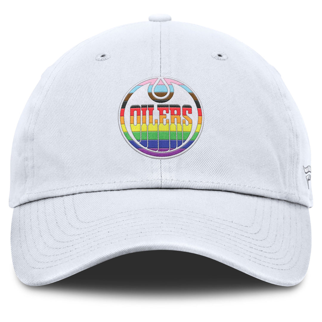 Edmonton Oilers Fanatics Pride White Unstructured Adjustable Hat