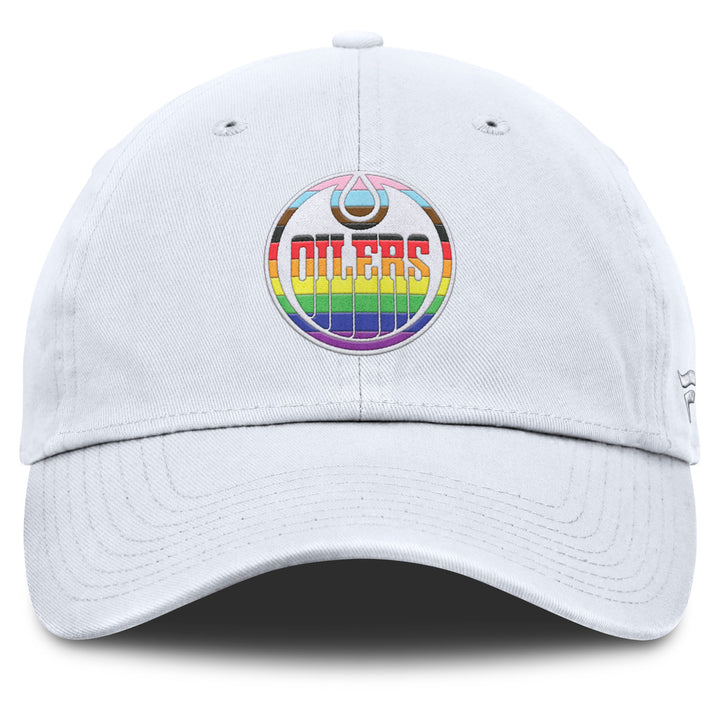 Edmonton Oilers Fanatics Pride White Unstructured Adjustable Hat