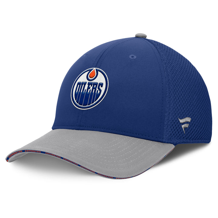 Edmonton Oilers Fanatics Span Spacer Blue Mesh Flex Fit Hat