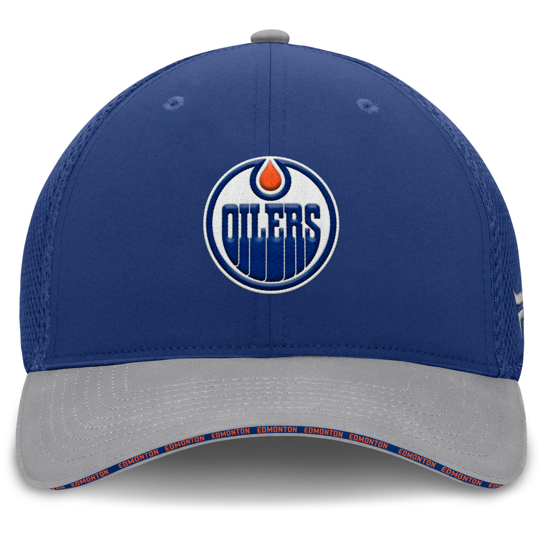 Edmonton Oilers Fanatics Span Spacer Blue Mesh Flex Fit Hat