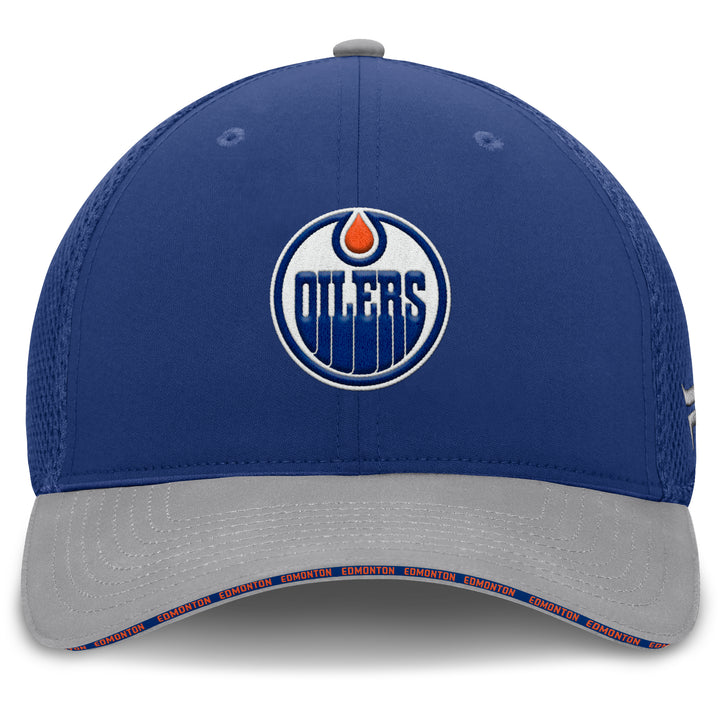 Edmonton Oilers Fanatics Span Spacer Blue Mesh Flex Fit Hat