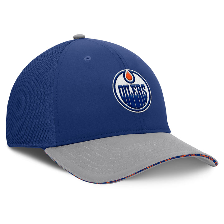 Edmonton Oilers Fanatics Span Spacer Blue Mesh Flex Fit Hat