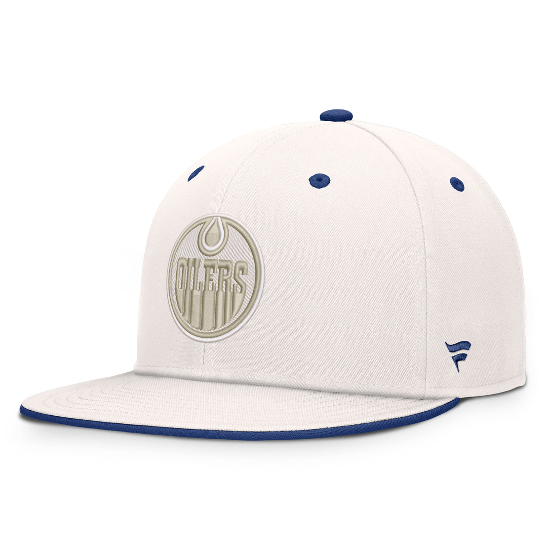 Edmonton Oilers Fanatics White Lodge Flatbrim Snapback Hat