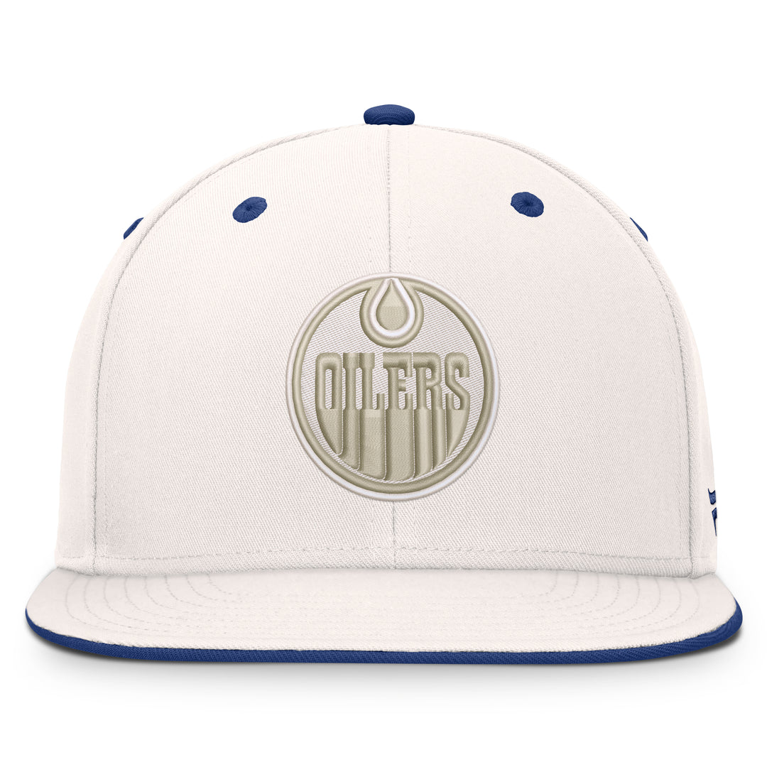 Edmonton Oilers Fanatics White Lodge Flatbrim Snapback Hat
