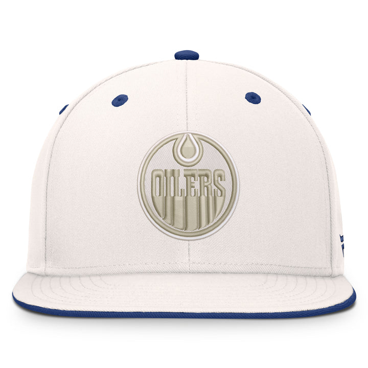 Edmonton Oilers Fanatics White Lodge Flatbrim Snapback Hat