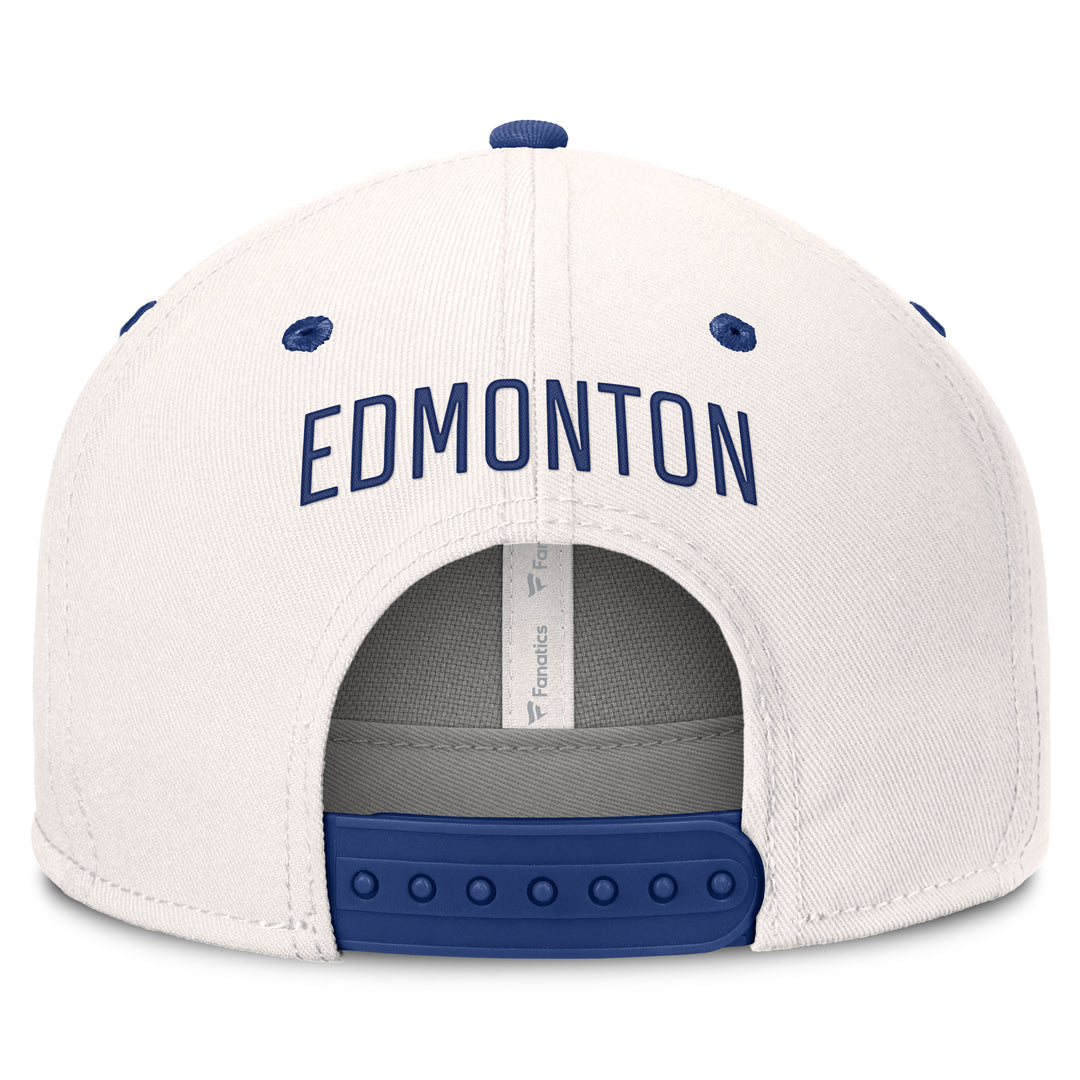 Edmonton Oilers Fanatics White Lodge Flatbrim Snapback Hat