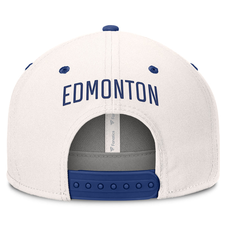 Edmonton Oilers Fanatics White Lodge Flatbrim Snapback Hat